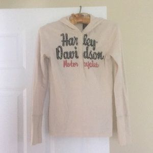 Hooded Harley Davidson long sleeve ladies tee